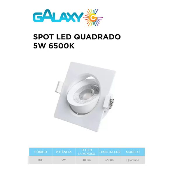 SPOT LED QUADRADO LED 5W 6500K GALAXY