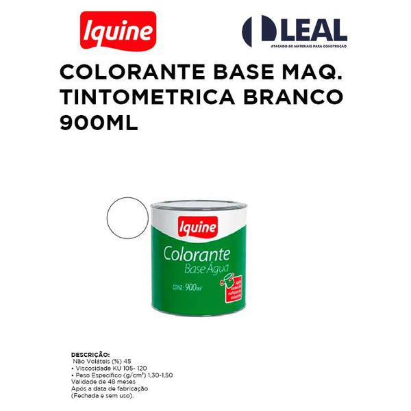 COLORANTE BASE MÁQUINA TINTOMETRICA BRANCO 900ML IQUINE