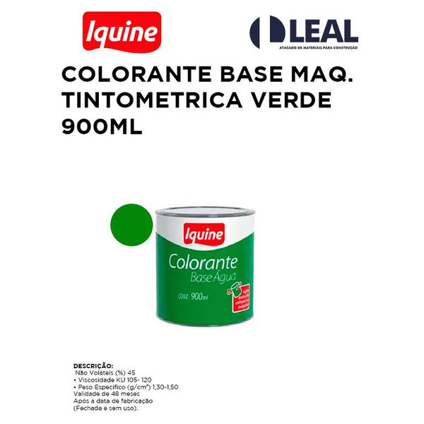 COLORANTE PARA MÁQUINA TINTA VERDE 900ML IQUINE