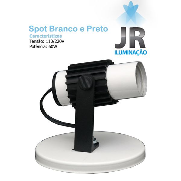 SPOT ALETADO 1 LAMPADA BRANCO/PRETO E27 MAX60W JR ILUMINAÇÃO