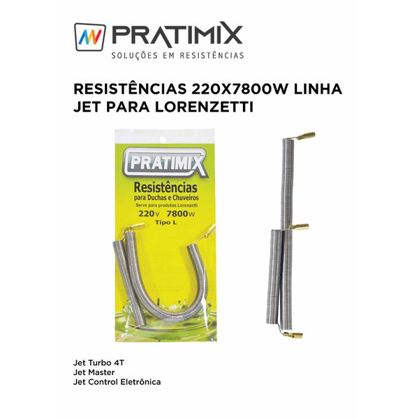 RESISTÊNCIA 220X7800W LINHA JET PARA LORENZETTI PRATIMIX