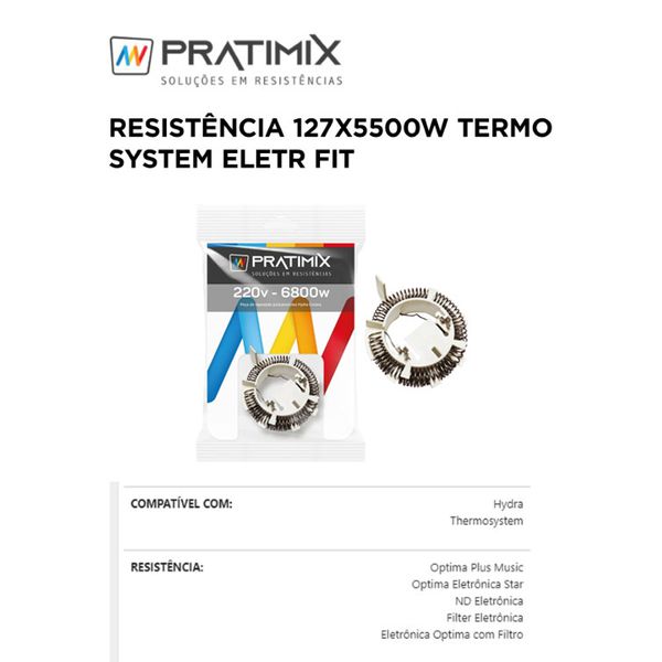 RESISTÊNCIA 127X5500W TERMO SYSTEM ELETRÔNICO FIT PRATIMIX