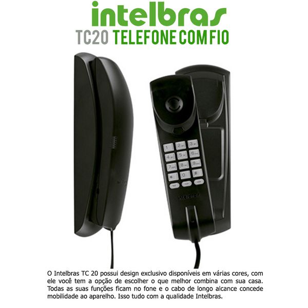 TELEFONE COM FIO TC 20 PRETO