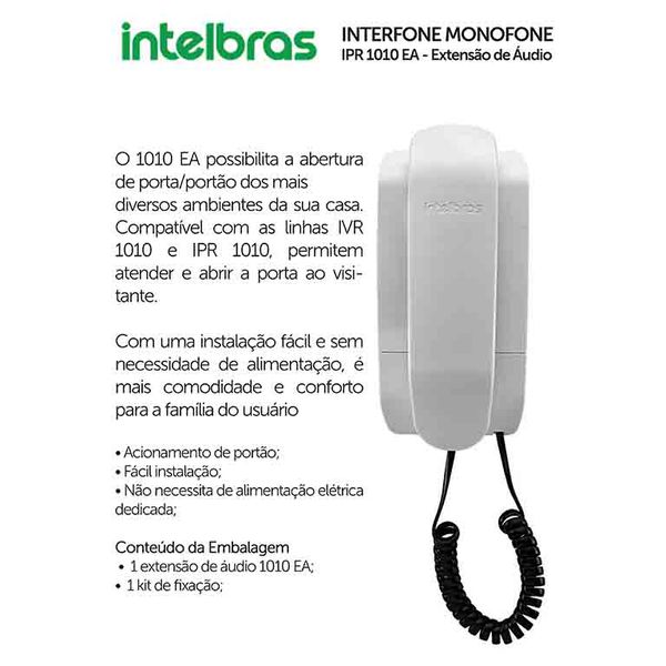 EXTENSÃO DE ÁUDIO MONOFONE BCO IPR 1010 EA