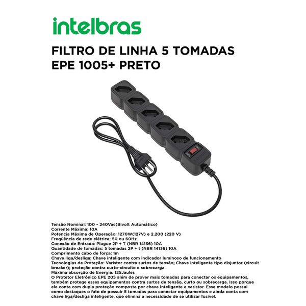FILTRO DE LINHA 5T PTO EPE 205 INTELBRAS