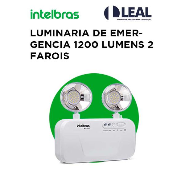 LUMINÁRIA DE EMERGÊNCIA 1200 LUMENS 2 FARÓIS INTELBRÁS