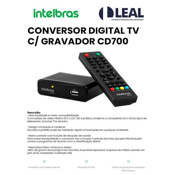 CONVERSOR DIGITAL TV C/ GRAVADOR CD700