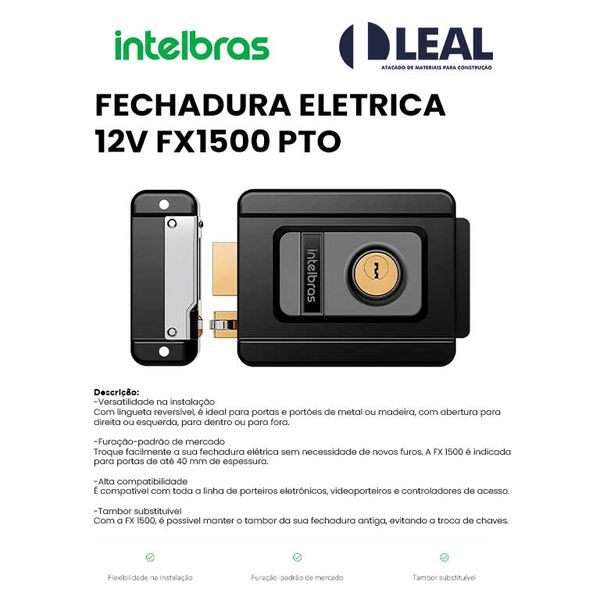 FECHADURA ELÉTRICA 12V FX1500 PTO INTELBRAS