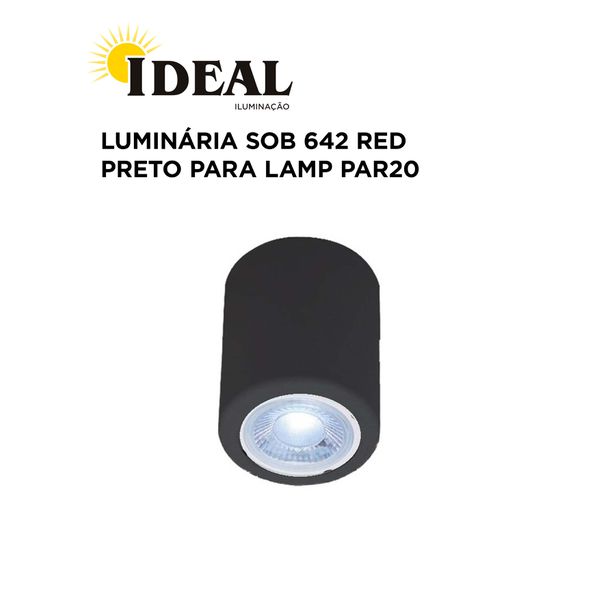 LUMINARIA SOB 642 RED PTO P/ LAMP PAR20 IDEAL