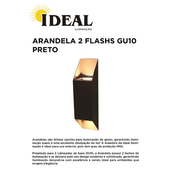 ARANDELA FLASH 2 GU10 PRETO IDEAL