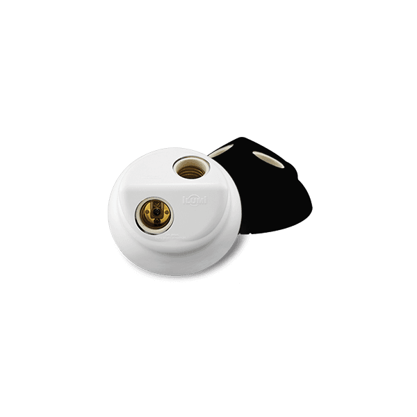 PLAFON BRANCO 2 LAMP C/ SOQ. PORC E-27 ILUMI