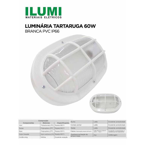 TARTARUGA BRANCA 60W PVC IP66 - ILUMI