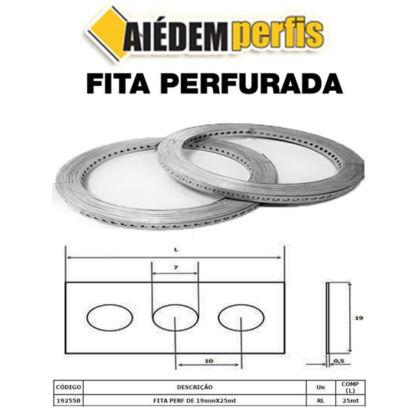 FITA PERFURADA DE 19X25M AIEDEM