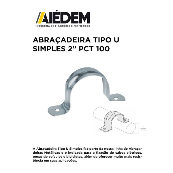 ABRAÇADEIRA TIPO U SIMPLES 2" PACOTE 100 AIEDEM