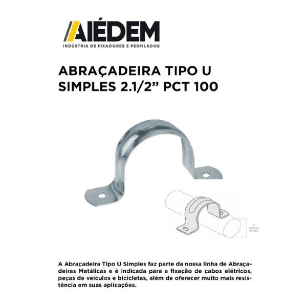 ABRAÇADEIRA TIPO U SIMPLES 2.1/2" PACOTE100 AIEDEM