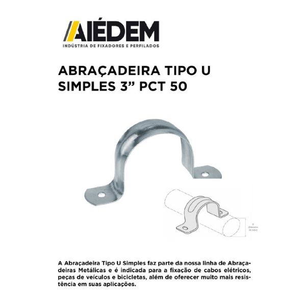 ABRAÇADEIRA TIPO U SIMPLES 3" PACOTE 50 AIEDEM