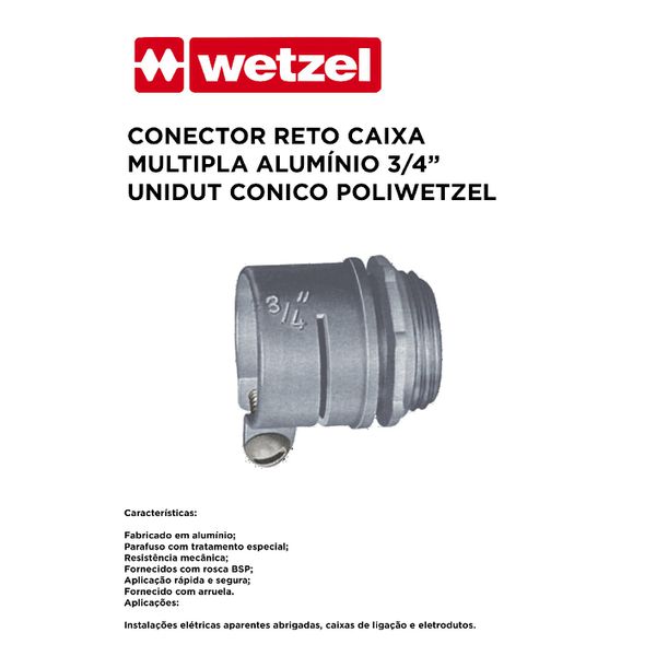 CONECTOR RETO CX MÚLTIPLO ALUMÍNIO 3/4 UNIDUT CÔNICO POLIWETZEL