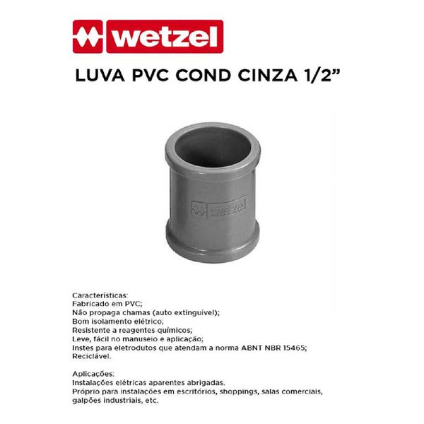 LUVA DE PVC CONDULETE CINZA 1/2" WETZEL