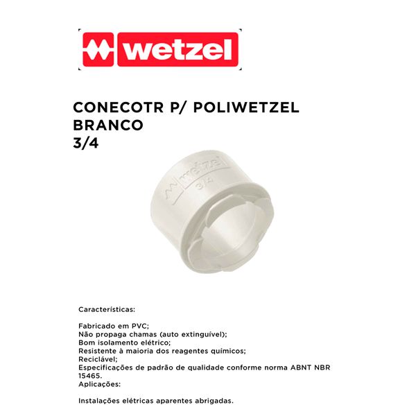 CONECTOR PARA POLIWETZEL BRANCO 3/4