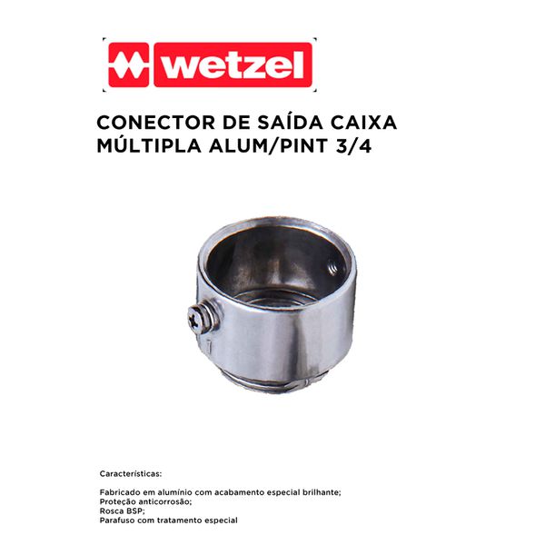 CONECTOR DE SAÍDA CX MÚLTIPLO ALUMÍNIO PRATA 3/4 UNIDUT CÔNICO POLIWETZEL