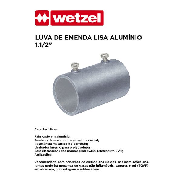 LUVA DE EMENDA LISA ALUMÍNIO 1.1/2 WETZEL