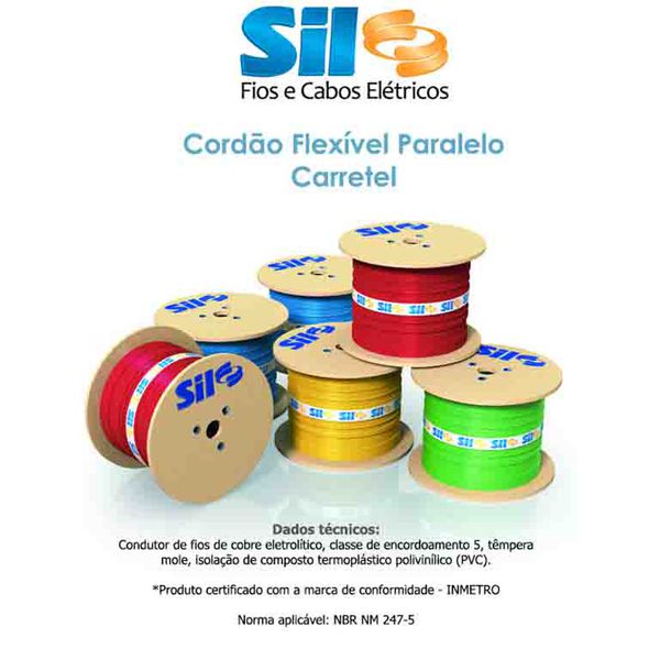 CORDAO PARALELO 2X1.5 BCO CARRETEL - SIL
