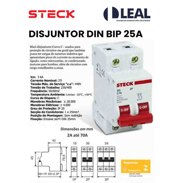 DISJUNTOR DIN BIP 20A