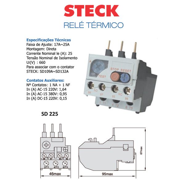 RELE TERMICO FRAME 25 - 17A - 25A STECK