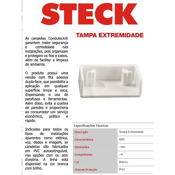 TAMPA EXTREMIDADE 12X09 - STECK