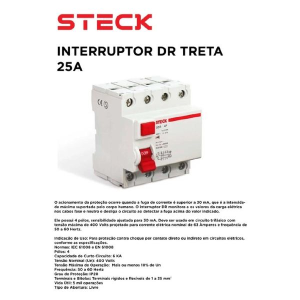 INTERRUPTOR DR TETRA 25A STECK