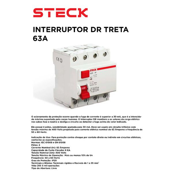 INTERRUPTOR DR TETRA 63A STECK