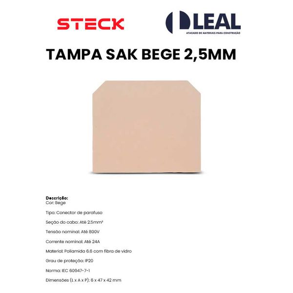 TAMPA SAK BEGE 2,5MM STECK