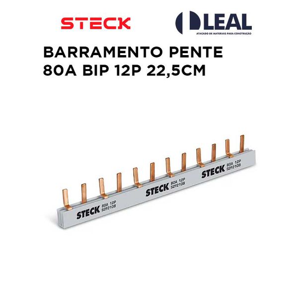 BARRAMENTO PENTE 80A BIP 12P 22,5CM STECK