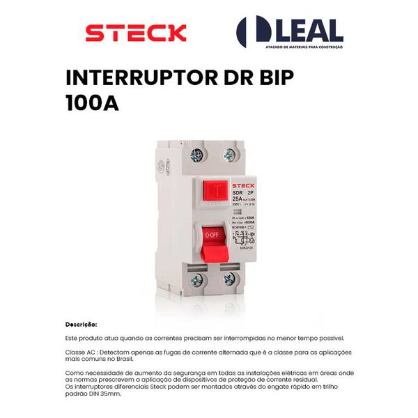 INTERRUPTOR DR BIPOLAR 100A STECK