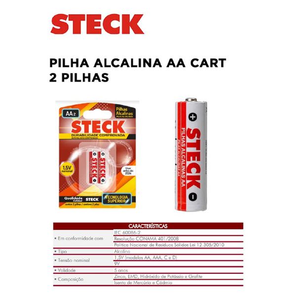 PILHA ALCALINA AA CART 2PCS STECK