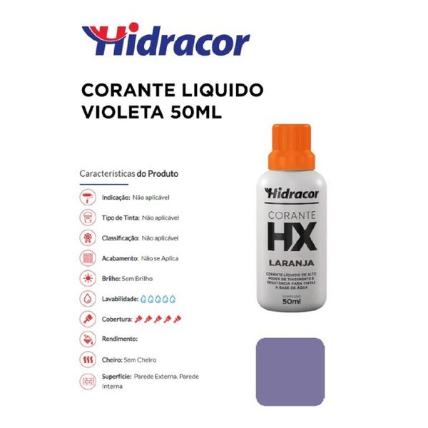 CORANTE LÍQUIDO VIOLETA 50ML HIDRACOR 
