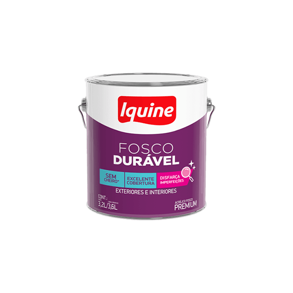 TINTA ACRÍLICA PREMIUM FOSCO DURÁVEL BRANCO GELO LATA 3,6L IQUINE