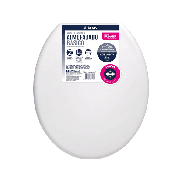 ASSENTO SANITÁRIO ALMOFADADO BÁSICO BRANCO ATLAS