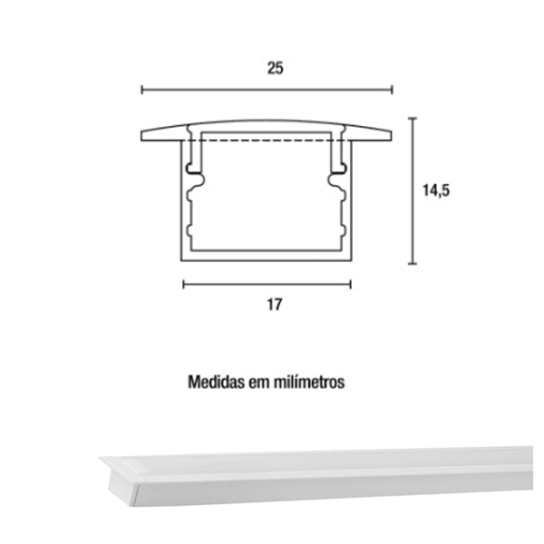 PERFIL ALUMINIO EMBUTIR BRANCO 25 X 14,5 3M BLUMENAU