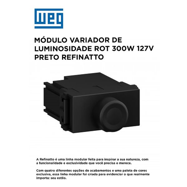 MODULO VARIADOR DE LUMINOSIDADE ROTATIVO 300W 127V PRETO REFINATTO