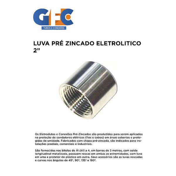 LUVA PRE ZINCADO ELETROLITICO 2" 