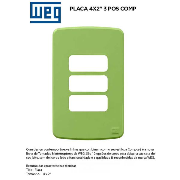 PLACA 4X2" 3 MOD VERDE COMPOSÉ 