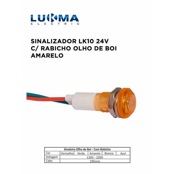 SINALEIRO LED C/ RAB OLHO DE BOI LK-10 AM 24V LUKMA 16055