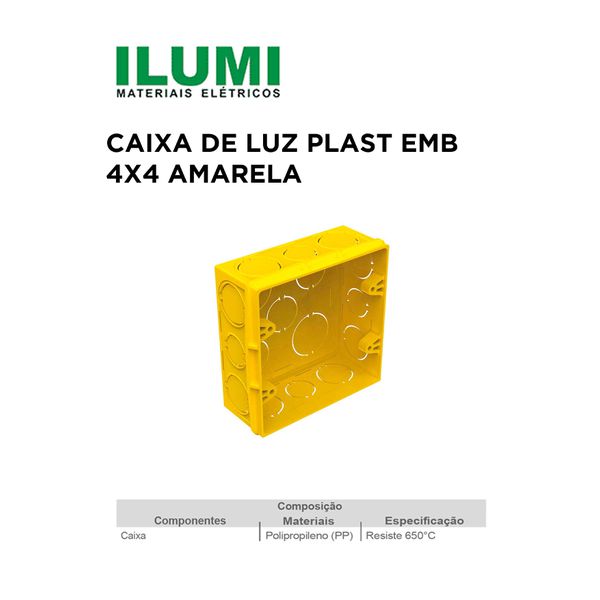 CAIXA LUZ PLAST. EMB 4X4 AMARELA ILUMI 620622S