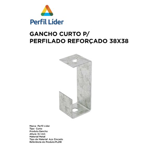 GANCHO CURTO PARA PERFILADO REFORÇADO 38X38 