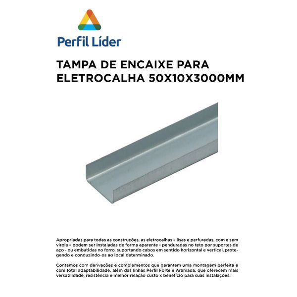 TAMPA DE ENCAIXE PARA ELETROCALHA 50X10X3000MM 