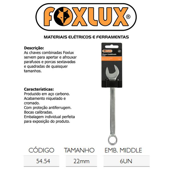 CHAVE COMBINADA 22MM FOXLUX 