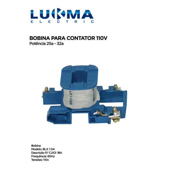 BOBINA 110V P/ CONTATOR POTENCIA CJX2 25A-32A LUKMA