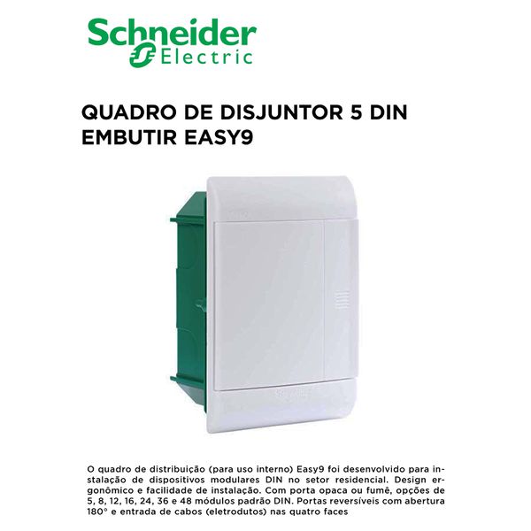QUADRO DE DISJ 5DIN EMB EASY9 