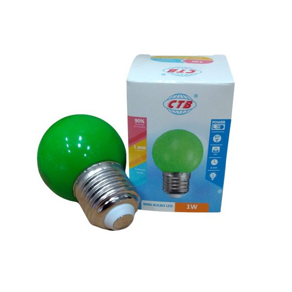 LAMPADA BOLINHA LED 127V 1W VD E27 CTB BLBP-1W 127V VD 384